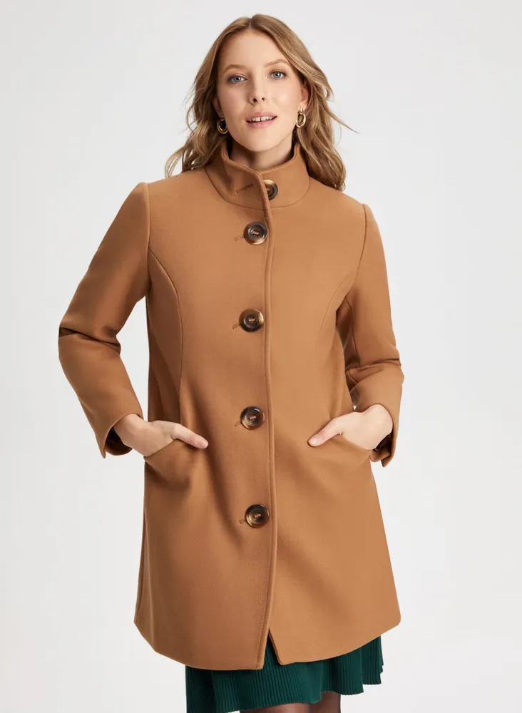 Stretch Wool Blend Coat