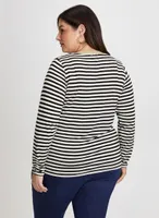 3/4 Sleeve Stripe Print Top