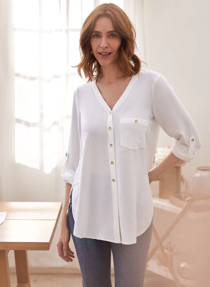 Roll-Up Sleeve Blouse