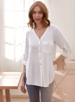 Roll-Up Sleeve Blouse