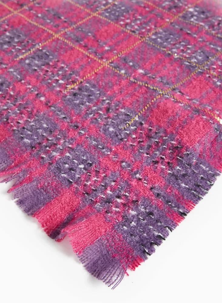 Two-Tone Tartan Print Scarf