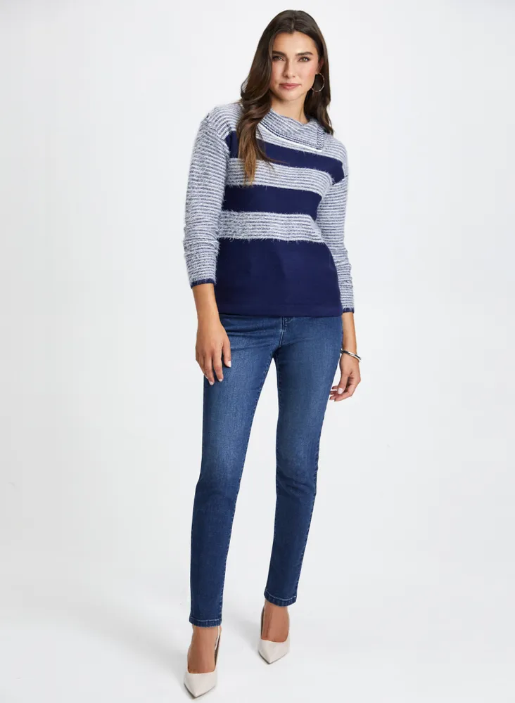 Striped Fuzzy Knit Sweater