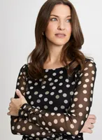 Dot Motif Long Sleeve Top