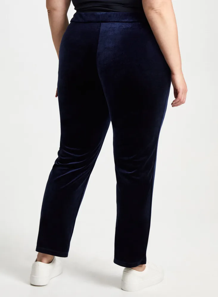 Velour Straight Leg Pull-On Pants