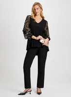 Pinched Sleeve Asymmetric Top