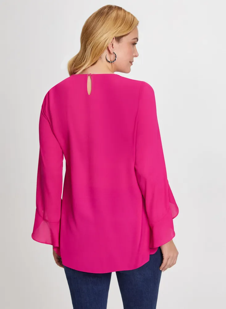 Flutter Sleeve V-Neck Blouse