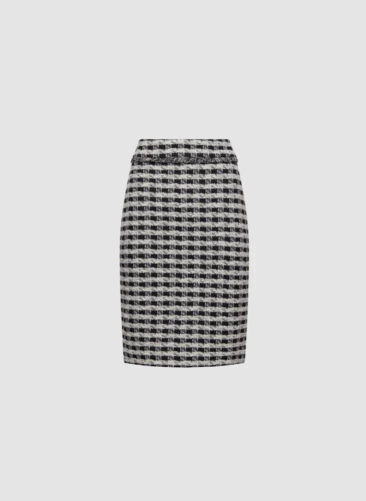 Houndstooth Motif Pencil Skirt