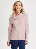 Pearl Embellished Cowl Neck Sweater