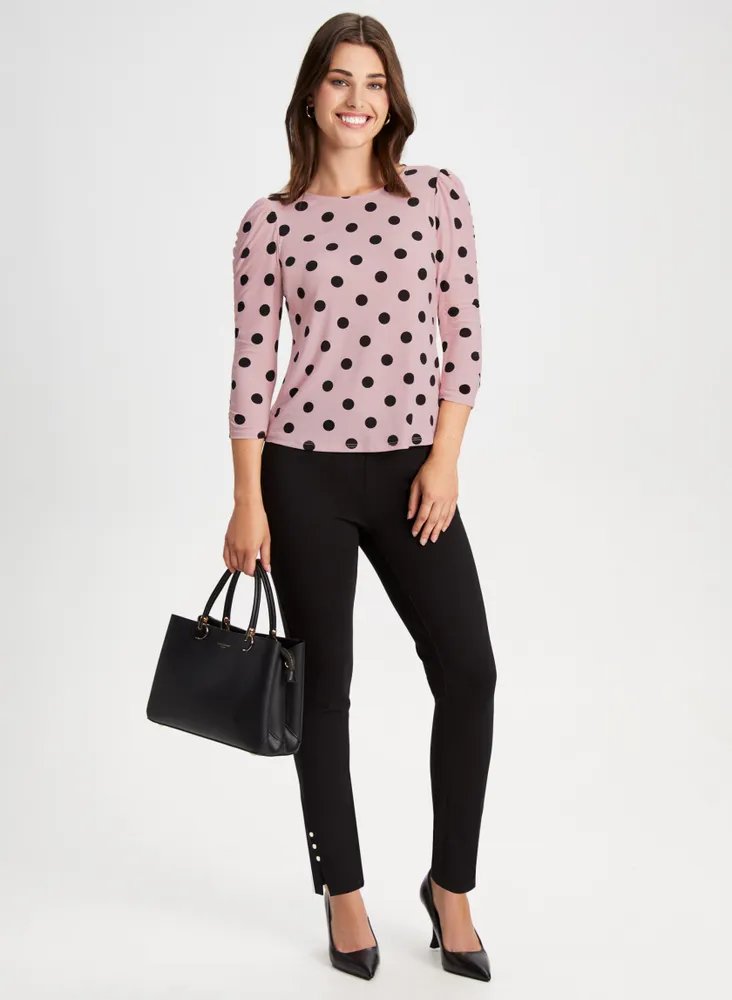 Dot Print 3/4 Sleeve Top