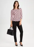 Dot Print 3/4 Sleeve Top