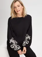 Paisley Print Puffed Sleeve Top