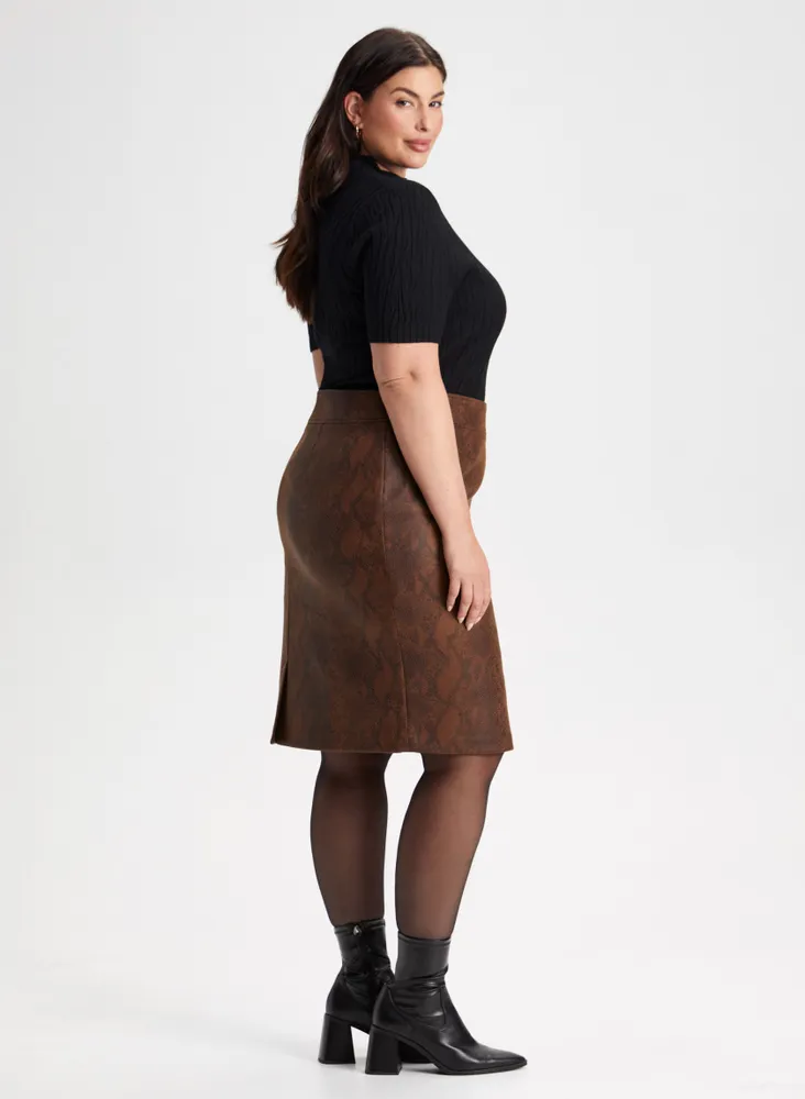 Snakeskin Motif Pencil Skirt