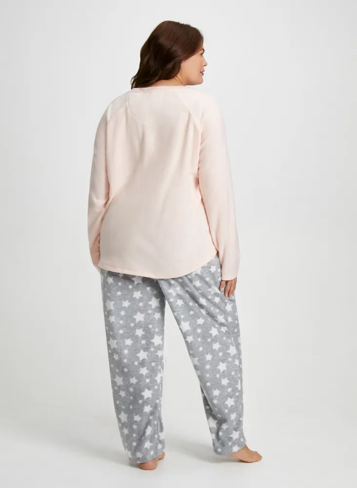 Slogan & Star Motif Pyjama Set