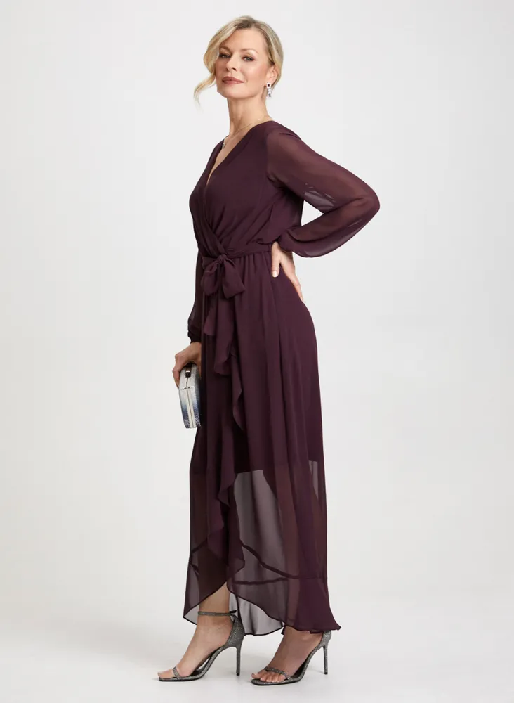 Wrap Style Chiffon Dress