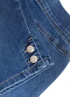 Button Detail Pull-On Denim Shorts