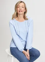 Beaded Cable Knit Motif Sweater