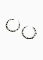 Hammered Effect Open Hoop Earrings