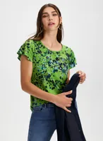 Floral Print Ruffle Sleeve Top