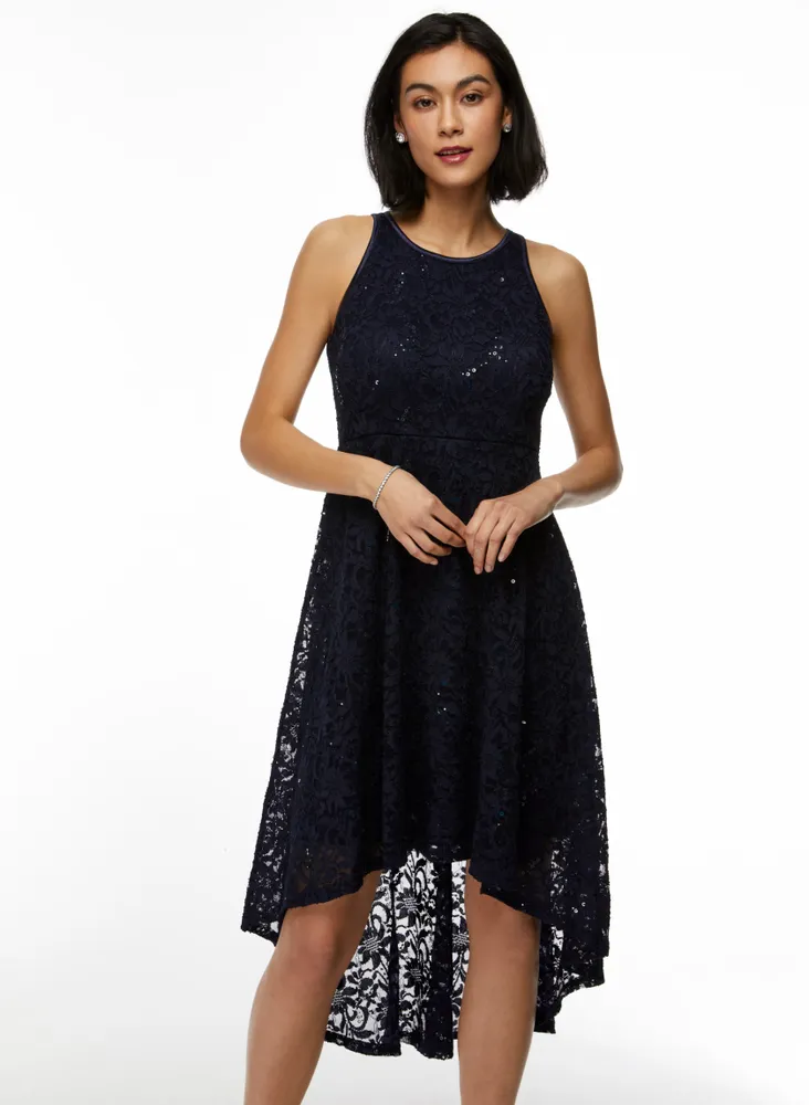 High-Low Lace & Sequin Dress