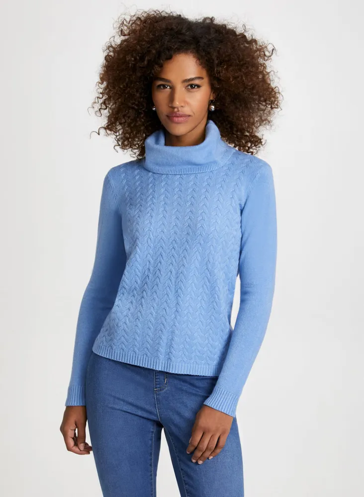 Cowl Neck Cable Knit Sweater