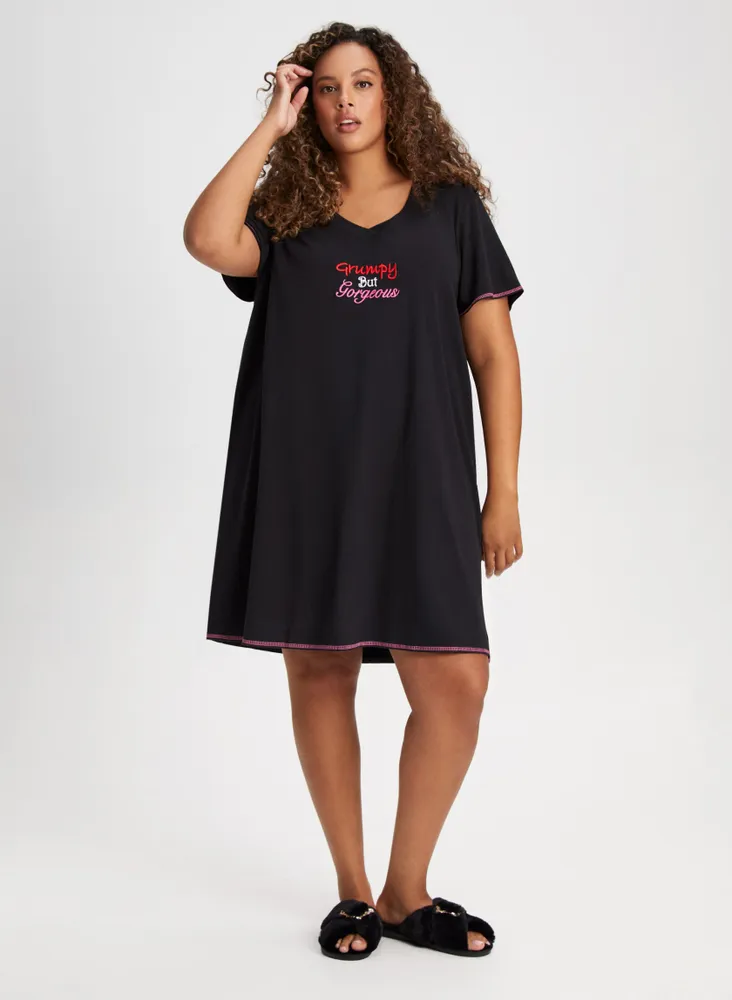 Embroidered Text Nightshirt
