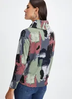 Camouflage Print Cowl Neck Top