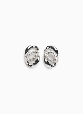 Pearl & Crystal Button Earrings