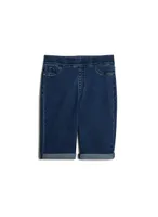 Embroidered Pocket Pull-On Denim Shorts