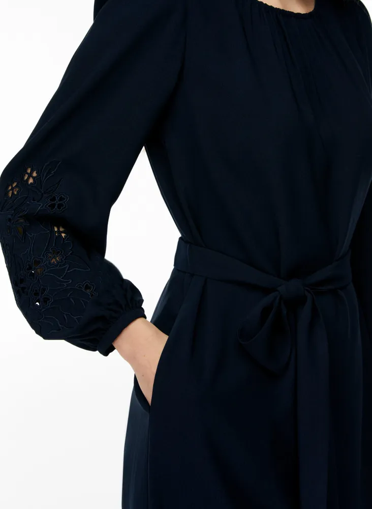Puff Sleeve Embroidery Detail Dress