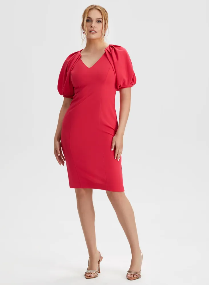 Puffed Sleeve Sheath Dress