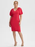 Puffed Sleeve Sheath Dress