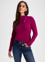 Split Neck Button Detail Sweater