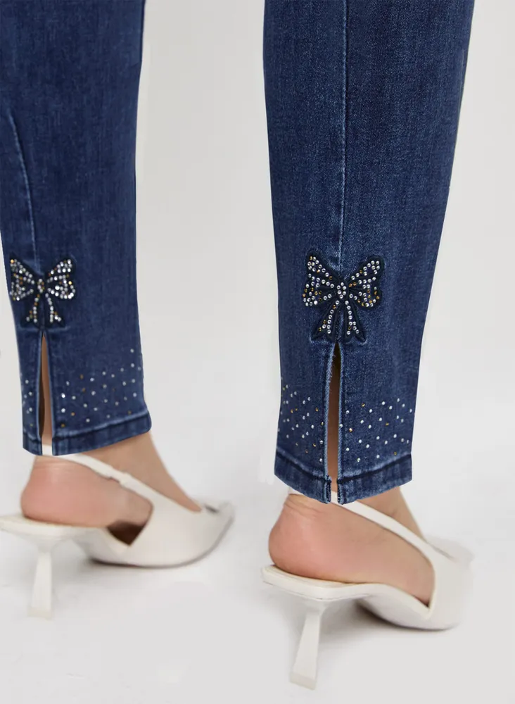 Bow Detail Straight Leg Jeans