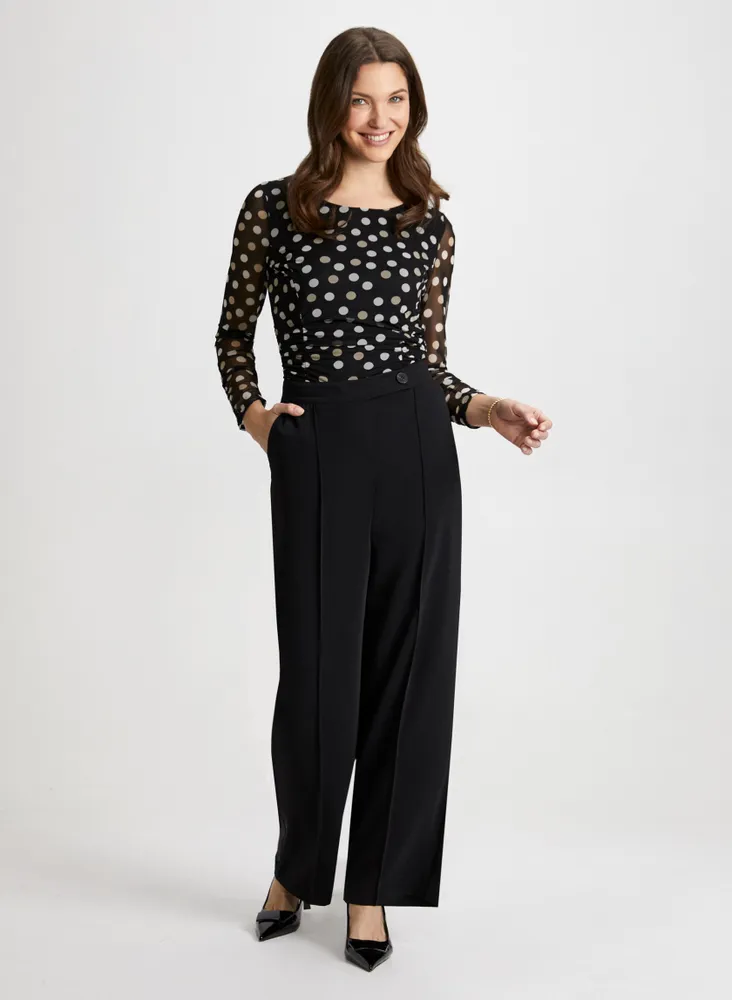 Dot Motif Long Sleeve Top