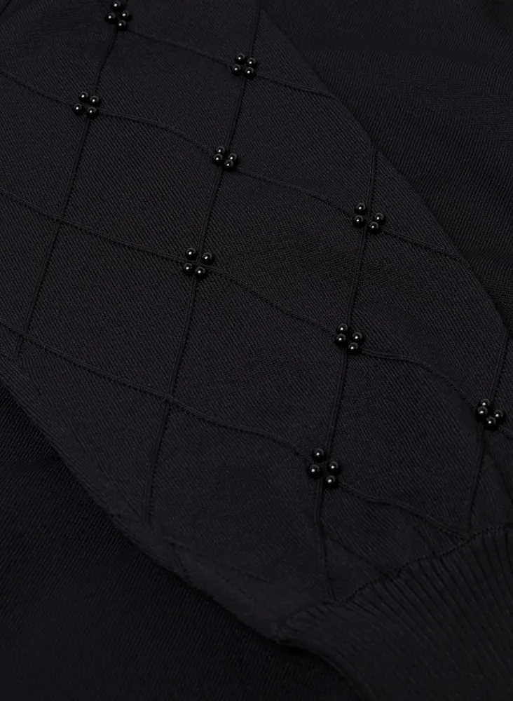 Argyle and Pearl Detail Sweater