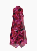 Mock Neck Floral Print Dress