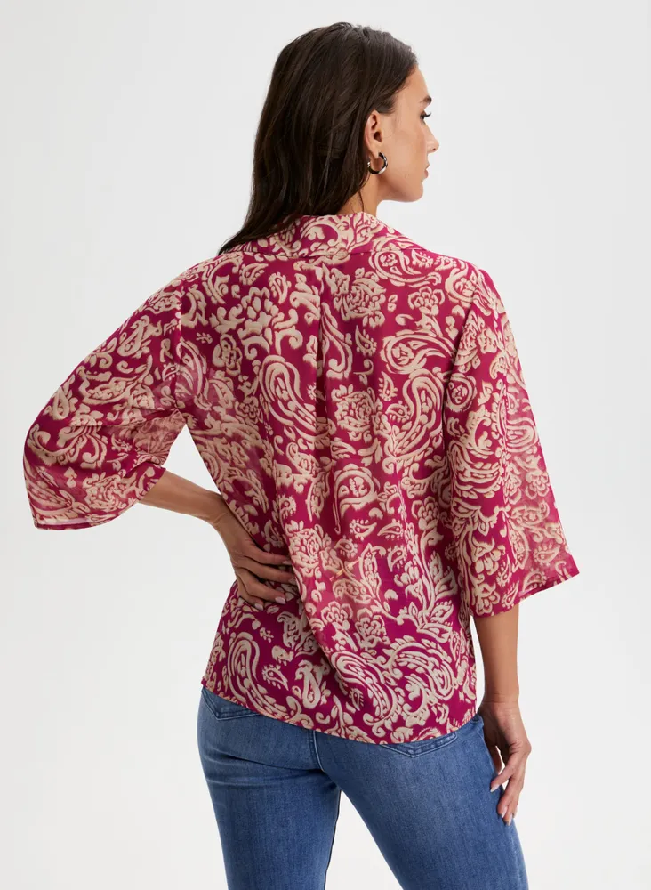 Paisley Print 3/4 Sleeve Blouse