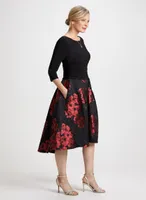 Floral Print Jacquard Dress