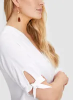 Linen-Blend Button-Up Blouse