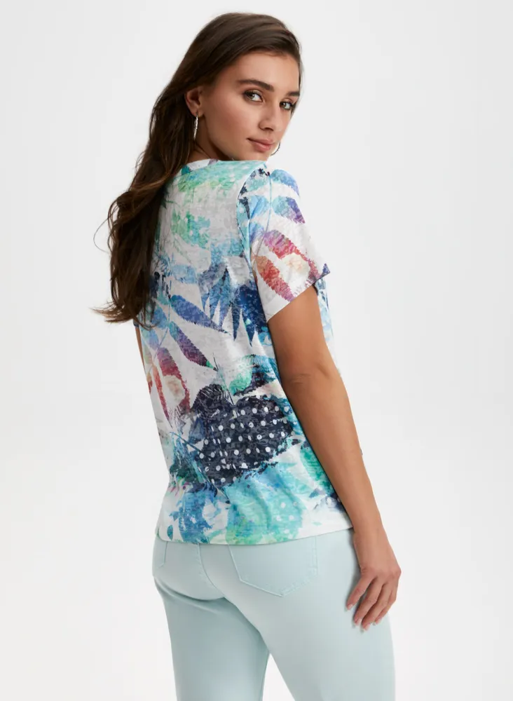 Tropical Print Burnout Tee