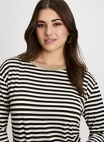 3/4 Sleeve Stripe Print Top