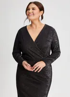 Shimmer Detail Wrap-Style Dress