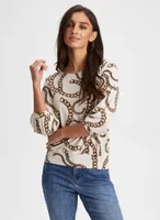 Chain Print 3/4 Sleeve Top