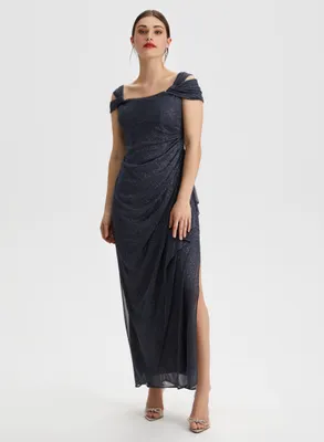 Shimmer Detail Long Slit Dress