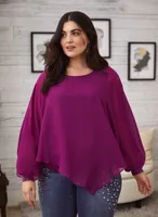 Asymmetric Chiffon Poncho Blouse