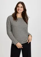 3/4 Sleeve Stripe Print Top