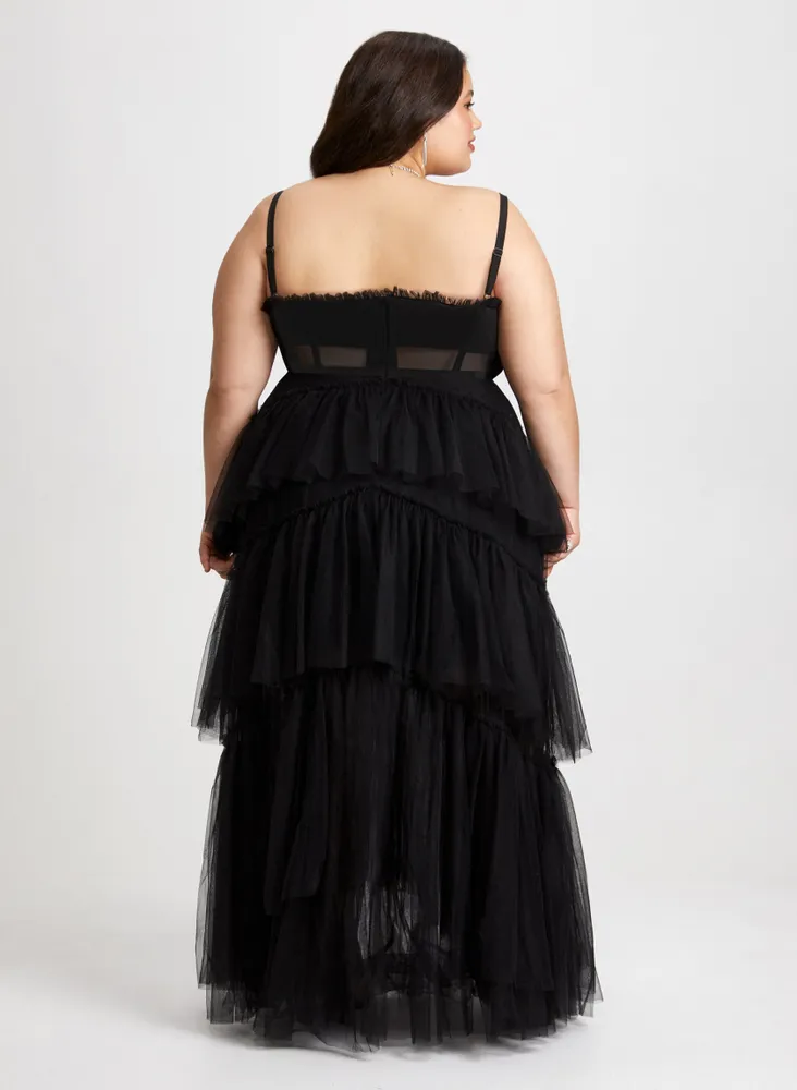 Tiered Tulle Corseted Gown