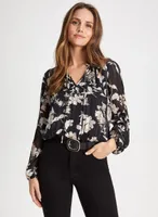 Smocked Floral Motif Blouse