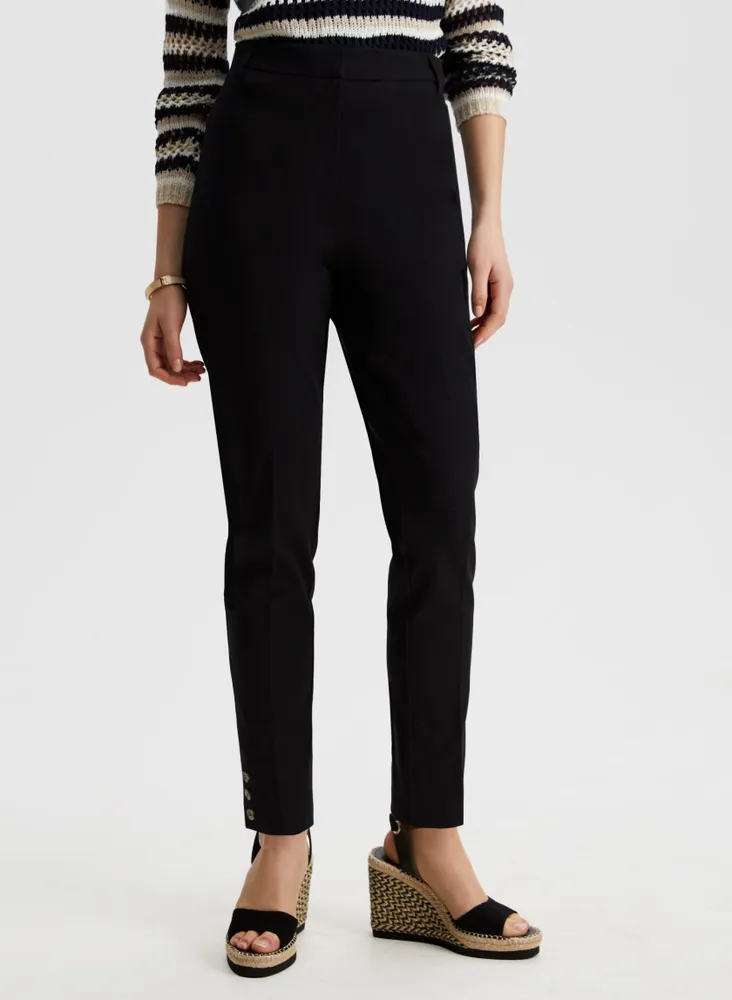 City Fit Button Detail Pants