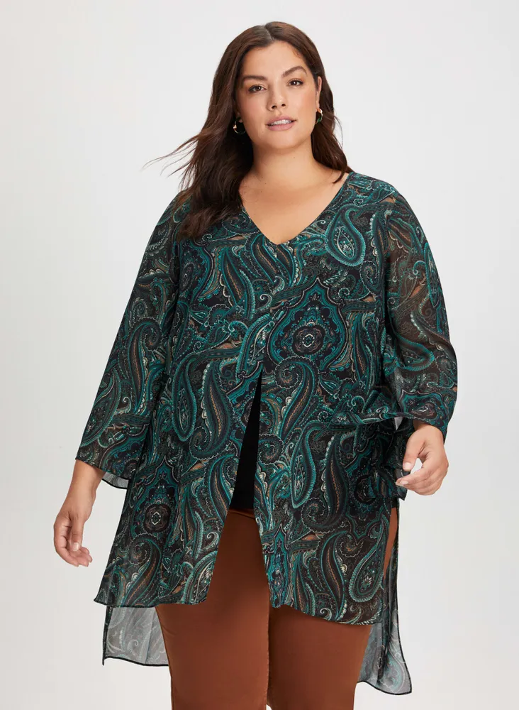 Paisley Motif High-Low Tunic